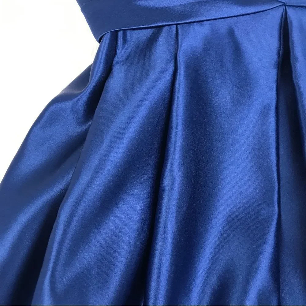 BILL LEVKOFF Navy Blue Strapless Satin Dress Short Bridesmaid‎ Formal Size 0